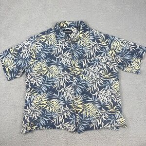 Vintage Ocean Pacific 100% Rayon Hawaiian Shirt Mens XLT Blue Heavyweight Camp‎